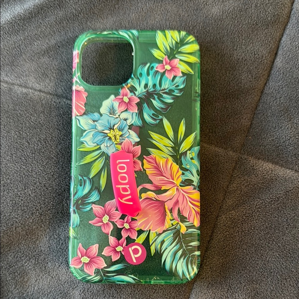 Tropical Floral Phone Case - Green and Pink